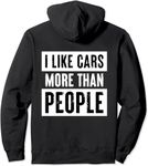 I Like Cars More Than People Pullover Hoodie Drawstring Hoodie Top with Kangaroo Pocket (Medium,Black)