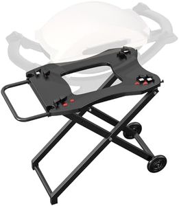 Portable Grill Cart for Weber Q Series Q100 Q1000 Q120 Q1200 Q200 Q2000 Q2200 Gas Grill, Collapsible Grill Stand Table for Weber Q1400 Q2400 Electric Grill, Outdoor Folding Trolley Grill Cart