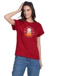 Bewakoof Women's Graphic Print Boyfriend Fit Half Sleeve Round Neck Cotton T-Shirt_295706_Red_M