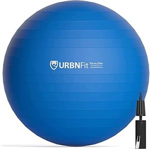 URBNFit Exercise Ball - Workout Gear for Fitness, Exercise, Home Gym, Stability, Balance and Pilates - Anti Burst Design - Includes Pump - Blue, 55cm