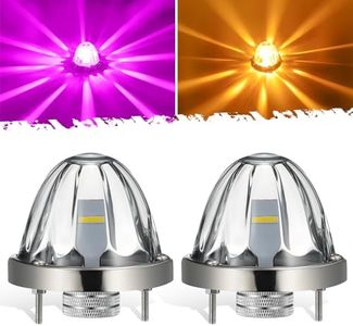 Partsam 2Pcs Dual Color Amber/Purple LED Glass Lens Watermelon Lights, Turn Signal Marker Lights with Stainless Steel Bezel Compatible with Kenworth Peterbilt Freightliner
