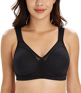 Lemorosy Women's Plus Size Full Coverage Non Padded Wireless Minimizer Bra -Comfort and Double Support (38DDD, Black)