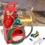 Oxyacetylene Torch Kit,Welding Torch Long Pipe Brass Nozzle Oxygen Acetylene Welding Cutting Torch with Tank with Gauge Regulators Gas Brazing Soldering Torch Oxygen Acetylene Torch Kit