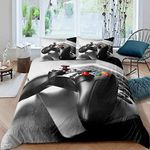 Homewish Boys Gamepad Comforter Cover Gamer Bedding Set Teens Video Game Duvet Cover For Kids Youth Modern 3D Black Game Controller Room Decotive Bedspread Cover Super King No Comforter