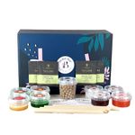 Green Chiller Fruit Bubble Tea Kit | 4 Different Fruit Tea Flavours | 4 - Popping Boba & Jelly Toppings | Vegan & Gluten free(Serves 4) | Tapioca pearls bubble tea | Green tea bags by Boba Bar London.