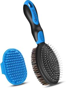 UGNEL 2PCS Dog Grooming Tools - Double-Sided Bath Brush for Shedding and Bathing, Suitable for Short/Long Haired Dogs, Premium Pet Supplies (Black Blue)