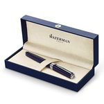 Waterman Exception Fountain Pen | Slim Blue with Silver Plated Clip | Fine Nib with Blue Ink Cartridge | Gift Box