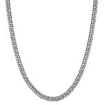 Parnika 925 Thick 3Mm Double Cuban Design 20 Inches Silver Chain In Pure 92.5 Sterling Silver For Unisex Adult (24 Inches)