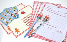 Storm&Lighthouse Two-Pack Letter to Santa Claus Writing Set for Kids 10 Piece Xmas Activity Pack with Sticker Sheets and Pencils Father Christmas Wish List for Boys and Girls