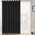 Yakamok Blackout Sliding Glass Door Curtains, Thermal Insulated Window Treatment Drapes for Patio Doors, Grommet Extra Wide Curtain Panels for Living Room, Bedroom (1 Panel, Black, 100W x 96L)