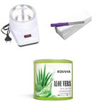 EQUVIA Big Saving Wax Heater Whole body Hair Removal Aloevera body Wax 400 g. Spatula Knife wax heater kit Wax Heater Combo for Women(Pack of 4) (Aloevera Wax)