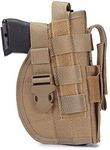 Gexgune Universal Tactical Gun Holster Right Hand Molle Pistol Holster Combat Airsoft Waist Belt Holster Black Tan Green Multicam For Right Hand (Tan)