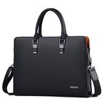 FSD.WG]Business Bag Leather Briefcase Shoulder Laptop Business Bag for Men, Black, Large