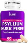 Lure Essentials Psyllium Husk Capsules for Colon Cleanse - Prebiotic and Probiotic Fiber