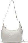 Pander Nylon Crescent Shoulder Bag, Medium Sling Crossbody with Adjustable Strap.(White Opal)