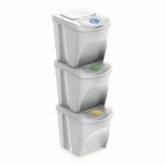 Prosperplast ZA852 Set of 3 Recycling Bins, Plastic, 25 Litres, 24 x 40 x 33.7 cm, White