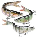 GOTOUR Fishing Lures, Lifelike Multi Jointed Swimbait, Slow Sinking Swimming Lure, Freshwater or Saltwater Hard Bait for Bass Trout Perch Pike Fishing, Fishing Gifts for Men