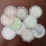 20 PCS Lace Paper Scrapbook Supplies, Decorative Paper Cutouts for Embellishments, Handmade Card Making, Junk Journal, Mixed Media Art (Green Circle Lace Paper)