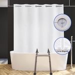 YISURE Split Shower Curtain for Bath Transfer Benches, Polyester Fabric Bath Curtain,No Hooks Needed & 2 Vertical Slits Designed,White Large 80x80''