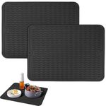 zrfgbxim 2 Pcs Silicone Dish Drying Mats, Silicone Draining Mats for Kitchen Counter Draining Board Mats, Heat Resistant Mat, Dish Drainer Mat, Non-Slip Sink Protector Mat/Placemat/Table Mat(Black)