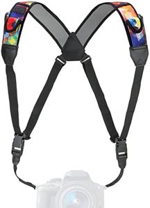 Arnés de Pecho con Correa para cámara DSLR de USA GEAR con Hebillas de liberación rápida, patrón geométrico de Neopreno y Bolsillos para Accesorios, Compatible con cámaras sin Espejo Canon, Nikon