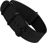 Vintage Time Watches | NATO Style Black Watch Strap Band Military Army Black Plated Steel Buckle Nylon Bracelet | 18mm 20mm 22mm 24mm (22mm)