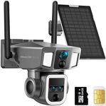 4G LTE Cellular Security Camera Outdoor, 4K 10x Optical Zoom Wireless Solar Camera 12000mAh, No WiFi or WiFi 2 Mode, 360° Pan and Tilt AI Tracking Cam for Remote Monitor with SIM Card and 64GB SD Card