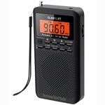 RD218 shortwave Radio FM/AM/SW Band Transistor Powered by AA Batteries with Key Backlight LCD Display Digital Alarm Clock Sleep Timer,Best Reception,Best Sound Quality Mini Radio for Running