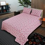 Victor King Size Light Weight Super Soft Easy Care 100% Combed Cotton Floral Leafy Design Double Bedsheet/Bed Cover with 2 Pillow Covers (91X106 Inch, Light Maroon)