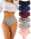 FINETOO High Waisted Underwear for Women Seamless Panties Bikini High Cut No Show Sexy Cheeky Panties 6 Pack, B-6pack, S