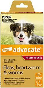 Advocate Dog, Monthly Spot-On Protection from Fleas, Heartworm & Worms, Single Pack Flea Treatment for Large Dogs 10-25 kg, 1 Pack