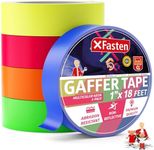 XFasten Multicolor Neon Gaffer Tape, 1-inch x 18-feet Multipurpose Gaffers Tape (5-Pack), UV Backlight Reactive Fluorescent Pro Gaff Tape, Heavy Duty Matte Fluorescent Gaffers Tape