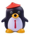 WISHKEY Plastic Cute Cartoon Penguin Shaped Manual Color Pencils/Pencil Sharpener for Toddlers, Table Sharpener Machine School Stationary Gift for Kids (Pack of 1, Multicolor)