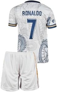 Amdrabola Madrid No 7 Dragon Children's Football Jersey, Special Design, Football, Limited Edition, Comes with Shorts (4-13 Years), White, 152