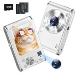 Digital Camera,4K Autofocus Compact Camera with 32G SD Card and Dual Camera,HD 48MP with 2.8" Large Screen, 16X Digital Zoom Kids Digital Camera with 2 Batteries,Vlogging Camera for Beginners (White)