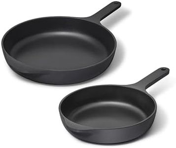 Caraway Cast Iron Skillet Set - 8" & 10.5” Enameled Cast Iron Pan With 3 Layer Enamel Coating - No Seasoning Required - Compatible With All Stovetops - Free From Forever Chemicals - Charcoal