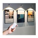 Wireless Picture Lights Battery Operated with Remote, 2200mAH Rechargeable Picture Lights for Wall, Dimmable&Timer Art Display Lights for Paintings, Sticker/Screw Installation (White-1PC)