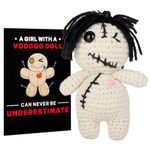 A AIFAMY Positive Voodoo Doll Funny Handmade Crochet Stuffed Plush with Positivity Affirmation Card for Halloween Decor Lucky Gag Gift (Classic)