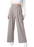 EVALESS Plus Size Wide Leg Waffle Knit Pants for Womens Fashion 2024 Summer Elastic High Waisted Casual Loose Fit Pants Comfy Pants with Pockets, Grey XX-Large