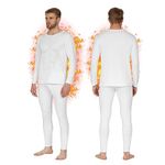 HEROBIKER Mens Thermal Underwear Set Warm Base Layers Tight Long Johns Top & Bottom with Fleece Lined Skiing White