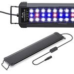 Pawfly Aquarium LED Light with Full Spectrum Brilliant White Blue Red Lights with Daytime & Night Modes and Adjustable Brightness Extendable Aluminum Light for 45 to 60 cm Fish Tanks