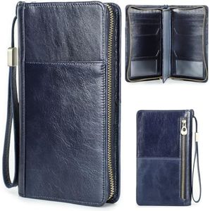 CataPurus Top Grain Leather Travel Passport Wallet Holder for Man & Woman, Handmade with Three-Layer for 4 Passports & Multi Cards, RFID Blocking Large Capacity for Cards/Passports/Tickets, Blue