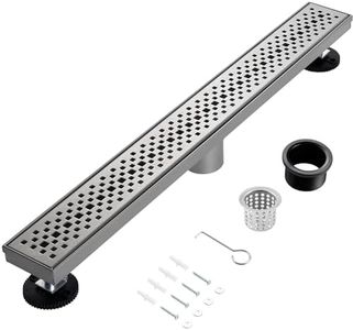 muschbath 28 Inch Linear Shower Drain, Brushed Nickel Shower Drain, Removable Grate, 304 Stainless Steel, Easy to Install and Clean for Bathrooms (Drain Base Not Included),LSD-45A-28S
