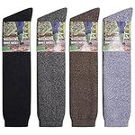 Soxy Mens Wool Blend Long Wellington Boot Socks - 4 Pack - Welly Socks - The Original Wellie Sock - Festival Walking Hiking Thermal Socks - Assorted Colours - UK Shoe Size 6-11