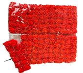 creative balloons Red Foam Roses with Stem Lace Edge 144 Pcs Fake Flowers Artificial Roses for Decoration DIY Crafts Rose Bouquet Flower Buds Wedding Party Foam Rose Garland Pack of 1