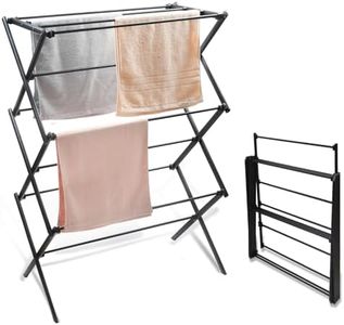 YUBELLES 3 Tiers Foldable Clothes Drying Rack, Vertical Laundry Rack Portable and Collapsible for Storage Indoor Outdoor,Piano Black