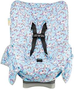 Niko Easy-Wash Children's Car Seat Cover & Liner - 100% Cotton Jersey Blue Unicorn - Fits Most Toddler Car Seats - Universal Fit - Waterproof SEAT Bottom - Machine Wash and Dry