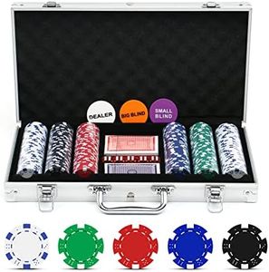 NOLIE Casino Poker Chip Set 300 PCS with Reinforced Aluminum Case for Gambling(11.5 Gram)