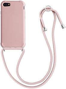 kwmobile Custodia Compatibile con Apple iPhone SE (2022) / iPhone SE (2020) / iPhone 8 / iPhone 7 Cover - Back Case in Silicone TPU - Protezione Smartphone con Cordino - madre perla