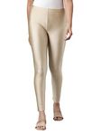 GO COLORS Girls Slim Fit Nylon Shimmer Leggings (Gold_12 Years)